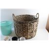 Image 3 : *Large Wicker Basket, Plastic Bucket and (3) Ceramic Mugs