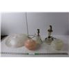 Image 1 : (5) Glass Light Fixtures- (2) Lamps Up to 11.5" Tall, (3) Ceiling Light Covers, Up to 16" Wide , As 