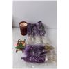 Image 2 : Household Christmas Decoration, (6) Purple Peacock Feather Ornaments, Misc.