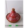 Image 1 : Ceramic Tagine with Painted Lid 9.5" Tall x 10.75: Wide
