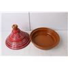 Image 2 : Ceramic Tagine with Painted Lid 9.5" Tall x 10.75: Wide