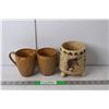 Image 1 : Tribal Ceramic Dish 5.5" Tall, (2) Glazed Ceramic Mugs
