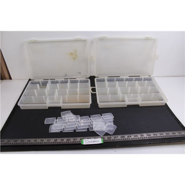 (2) MFS Woodstream Plastic Tackle Bin Containers with Extra Dividers