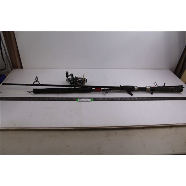 (2) Fishing Rods, (1) Abu Garcia Fishing Reel