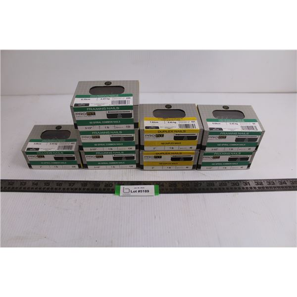 (8) Boxes of Profit Framing/Duplex Nails (2", 2.5", 3", 3.5") NIB