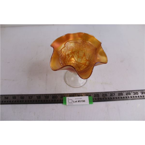 Ruffled Carnival Glass Candy Dish 5" Tall