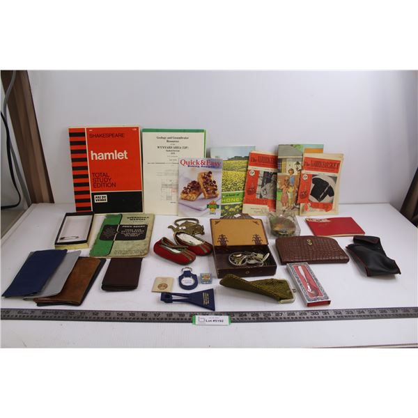 Assorted Vintage Items - Magazines (Hamlet, Honey, Workbasket), Money Folds, Ornaments, Misc.