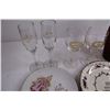 Image 2 : Pair of Red Glass Vases, Pair of "Moose Jaw" Wine Glasses, Pair of 50th Anniversary Champagne Flutes