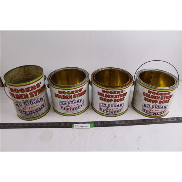 (4) Vintage Rogers Golden Syrup Tins (Empty)