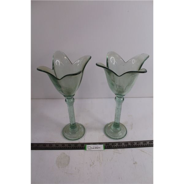 Pair of Glass Footed Vases