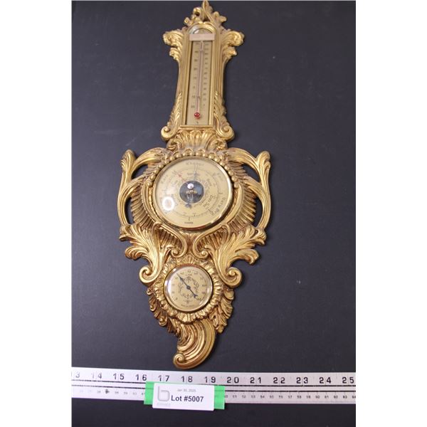 Ornate Plaster Cast Barometer - 21.5" x 8"