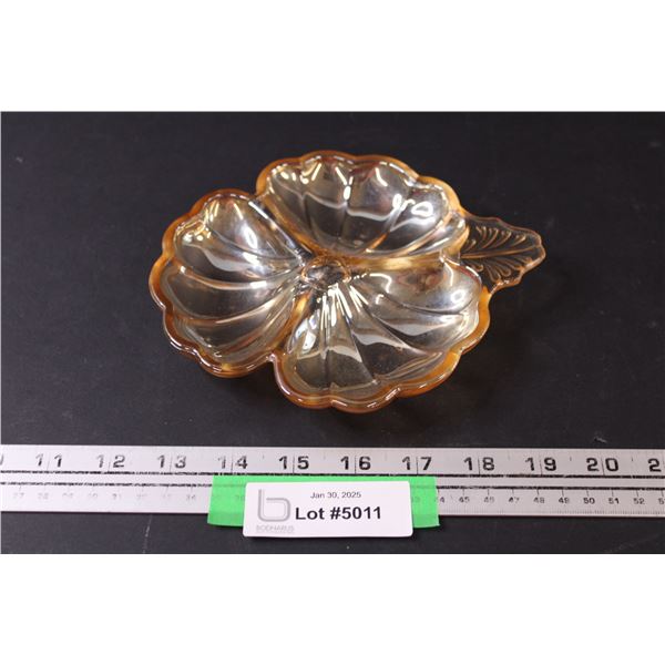 Marigold Iridescent Clover Divided Candy Dish - 7" Diameter