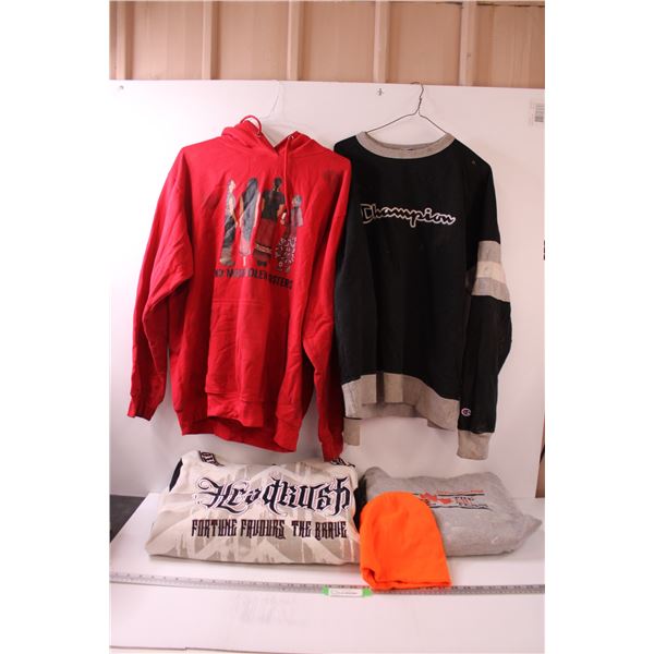 (4) Hooded Sweaters - Size Large (Some Wear) & Orange Toque