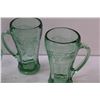 Image 3 : (4) Coca Cola Green Glass Handled Glasses