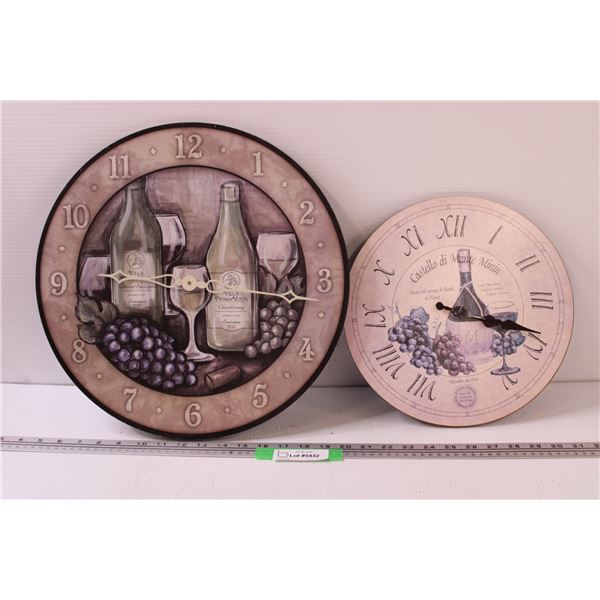 (2) Wall Clocks - 15" & 12" Diameters - As Is