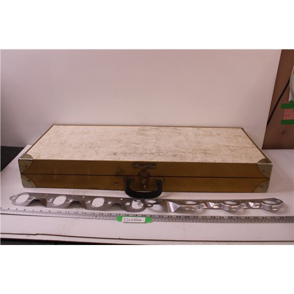 Exhaust Manifold Heat Shields - 18" x 3" & Vintage Handy Folding Camp Table - Measurements Folded: 3