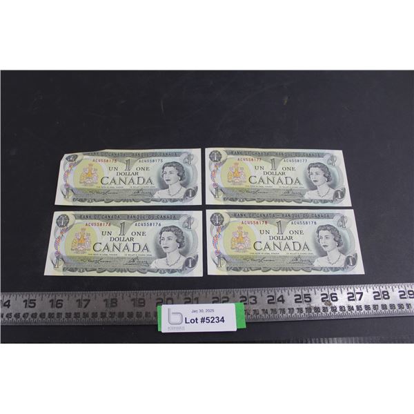 (4) Canadian $1 Bills - Consecutive Series
