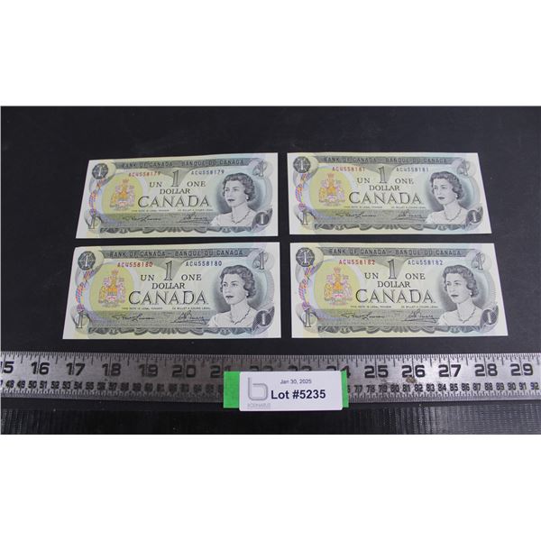 (4) Canadian $1 Bills - Consecutive Series