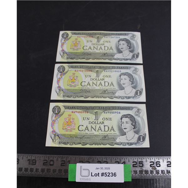 (3) Canadian $1 Bills