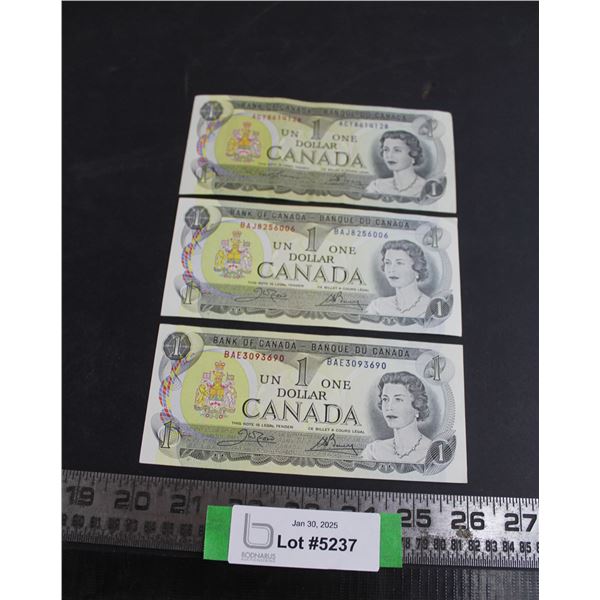 (3) Canadian $1 Bills