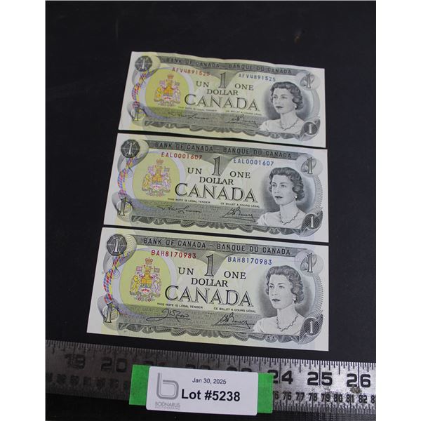 (3) Canadian $1 Bills