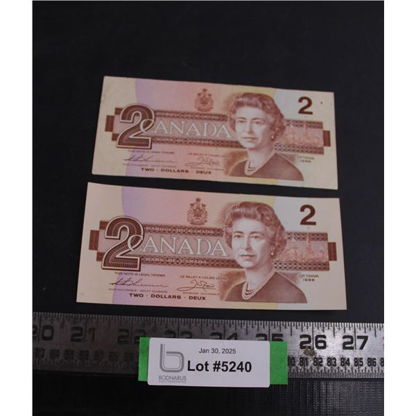 (2) Canadian $2 Bills