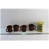 Image 1 : (4) Wooden Barrel Mugs and Choicest Tea Tin Box - Empty
