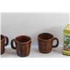 Image 3 : (4) Wooden Barrel Mugs and Choicest Tea Tin Box - Empty