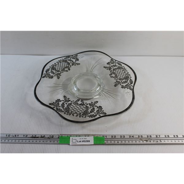 14'' Silver Overlay Glass Platter