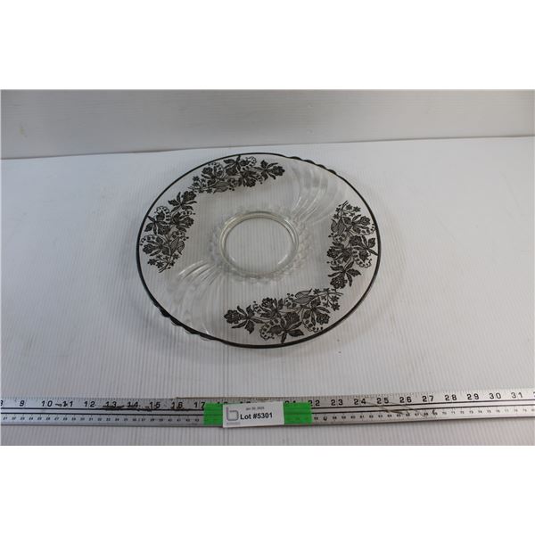 13'' Silver Overlay Glass Platter