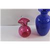 Image 4 : Indigo Murano Style Glass Vase and Pink Glass Water Pitcher
