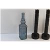 Image 6 : Glass Bottle and (4) Candle Holders