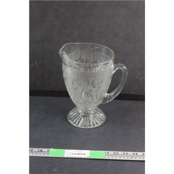 Clear Glass Etched Iris and Herringbone