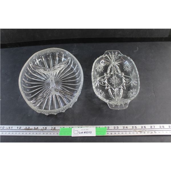 (2) Divided Glass Trays