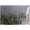 Image 6 : (2) Amber Glass Goblets, (5) Green Glass Cups and Glass Goblet