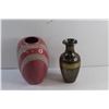 Image 4 : Midnight Brass/Silver Vase and Pink Ceramic Vase