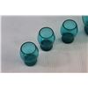 Image 5 : MCM Turquoise Glass Liquor Decanter and (6) Shot Glasses