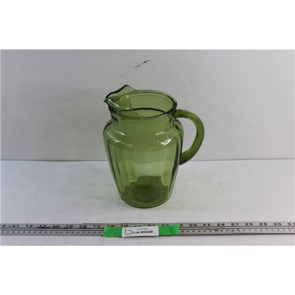Vintage Avocado Glass Water Pitcher