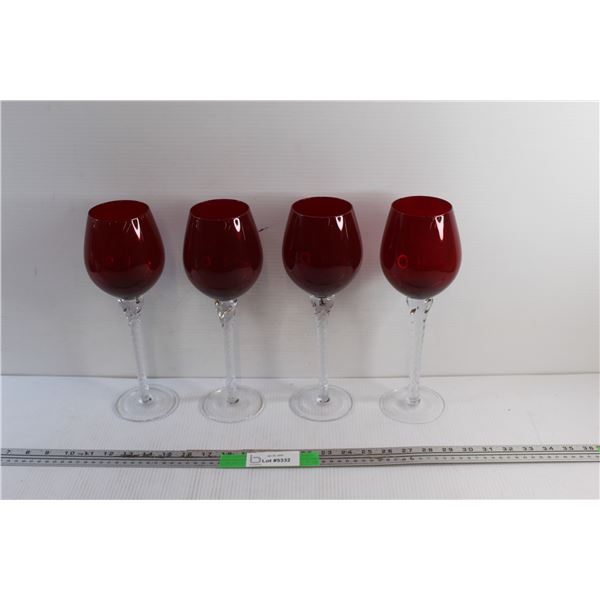(4) Ruby Red Wine Glasses/Goblets