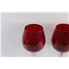 Image 4 : (4) Ruby Red Wine Glasses/Goblets