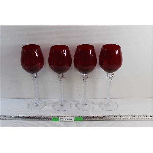(4) Ruby Red Wine Glasses/Goblets