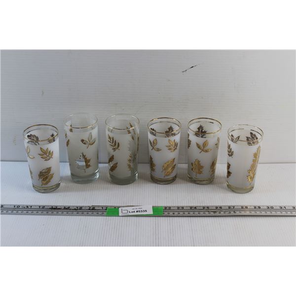 (6) Libbey MCM Foliage Etched Glass Set