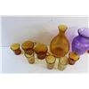Image 5 : Amber Glass Cups, Mugs, Pitcher and Purple Glass Vase