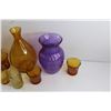 Image 6 : Amber Glass Cups, Mugs, Pitcher and Purple Glass Vase
