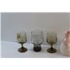 Image 5 : Pink Drip Glazed Vase, Smokey Beer Glasses, Goblets and Cream & Sugar Set