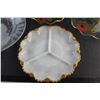 Image 3 : Divided Milk Glass / Brass Plate, Glass Platter and (2) Tray Plates