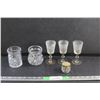 Image 1 : (2) Glass Sugar Dishes, (3) Crystal Goblets and Small Glass Jar