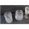 Image 3 : (2) Glass Sugar Dishes, (3) Crystal Goblets and Small Glass Jar