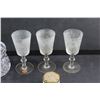 Image 4 : (2) Glass Sugar Dishes, (3) Crystal Goblets and Small Glass Jar