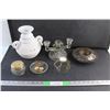 Image 1 : Silver Plated Planter, Candle Holders, Ceramic Vase, Wall Decor and Glass Jar